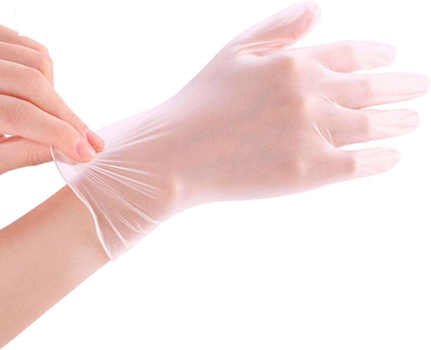 Disposable Gloves in Latex Multi-Purpose, Powder Free Glove in Natural Rubber for Cleaning or Mechanic Tasks, White, 100PCS/Box (PVC,L)