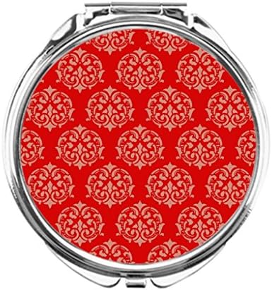 Dream Stage Chic Damasks in Venetian Red and Feldspar Large Makeup Mirror