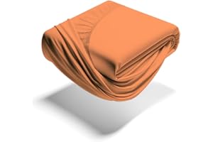 Mezzati Brushed Microfiber Fitted Sheet - Ultra Soft and Lightweight for Ultimate Sleep Comfort, Wrinkle Free and Color Fade Resistant (Persimmon Orange, Twin)