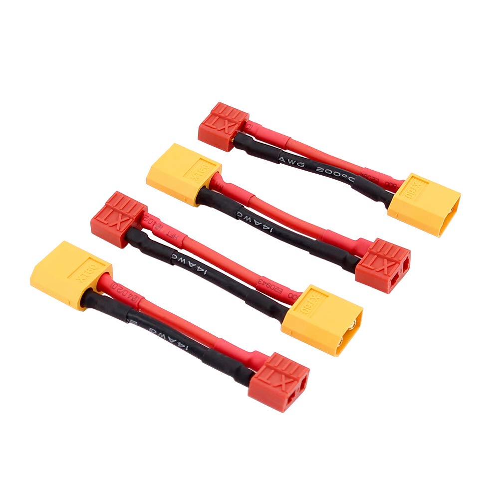 BDHI 4pcs XT60 Male to Deans T-Plug Female Connector Lead Adapter Cable 14awg 5cm for RC Lipo(BDHI-64)