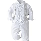 Baby Boys Christmas Outfit Bowtie Shirt Romper Suspenders Shorts Pants Wedding Birthday Party Tuxedo Gentleman Suit