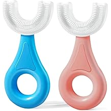 YOTEE U-Shaped Toothbrush Kids 2 PCS - Toddler Toothbrush with Food Grade Soft Silicone Brush Head, Manual Whole Mouth Tooth