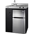 Summit Appliance C30ELBK 30" Wide All-in-One Kitchenette in Black with a 2-Burner 115V Coil Cooktop, 2-Door Refrigerator-Freezer, Sink, and Large Storage Cabinet