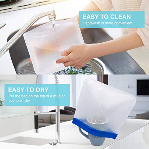 Reusable Food Storage Bags, 10 Pack Leakproof Freezer Bag, reusable sandwich/snack bags-Silicone/Ziplock/Storage For Vegetable, Liquid, Snack, Meat, Lunch, Fruit EXTRA THICK Home Organization Travel