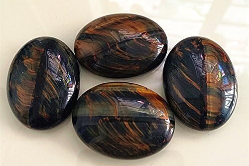 30x22mm Oval Cabochon CAB Flatback Semi-precious Gemstone Ring Face (Blue & Yellow Tiger Eye)