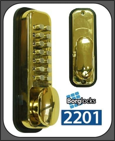 Borg 2201 Digital Push Button Lock – Light Duty Mortice Latch – Polished Brass By Borg Locks