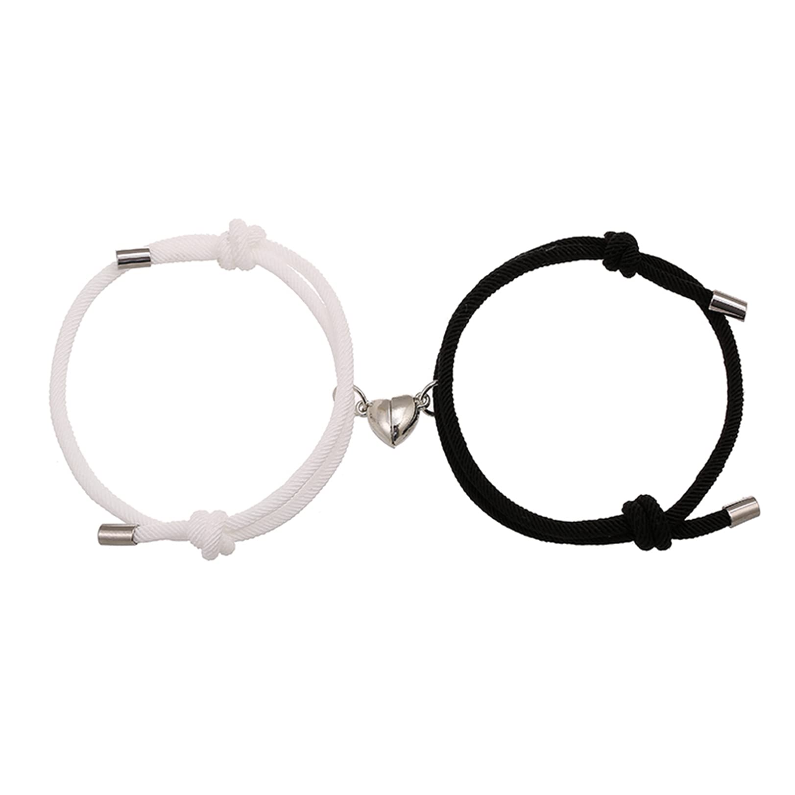 Dlihc Couple Bracelets for Women Men, Magnetic Couple Bracelets Eternal Love Vows, Frendship Bracelets Best Jewelry Gift Set for Girls. (White +Black)