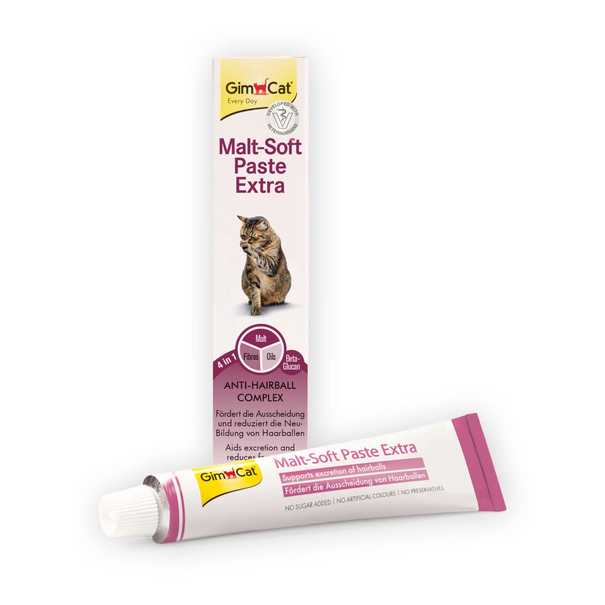 GimCat Malt-Soft Paste Extra - This anti-hairball cat snack aids passage of hairballs - 1 tube (1 x 100 g) — image 1