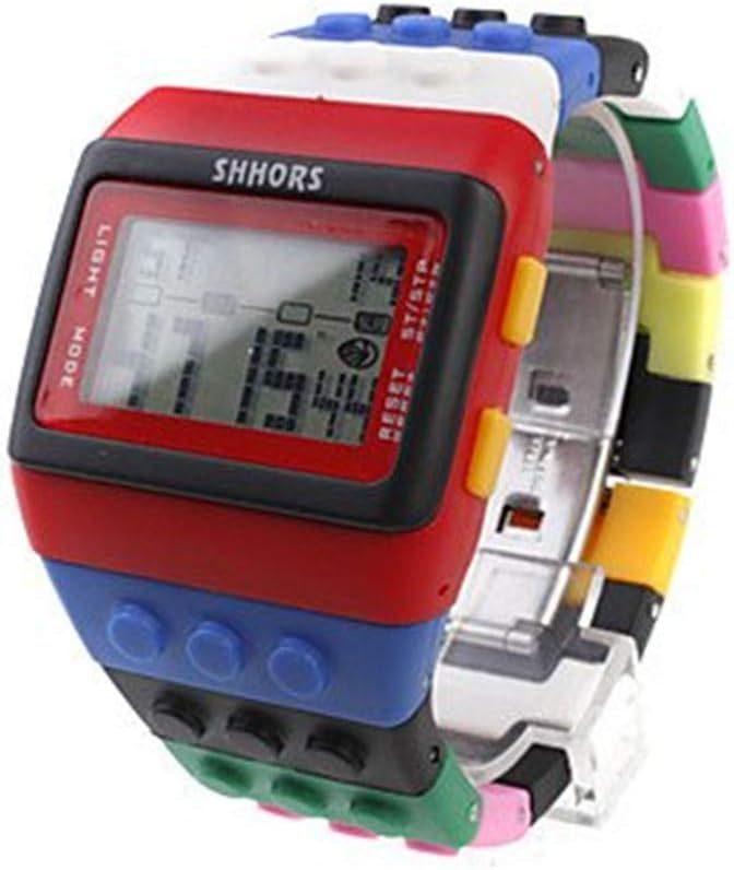 Rainbow - Unisex Block Brick Style Wrist Watch with LED Night Light