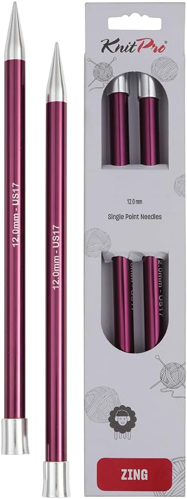 KnitPro Zing Single Pointed Needles 10" 12.00mm Aluminium