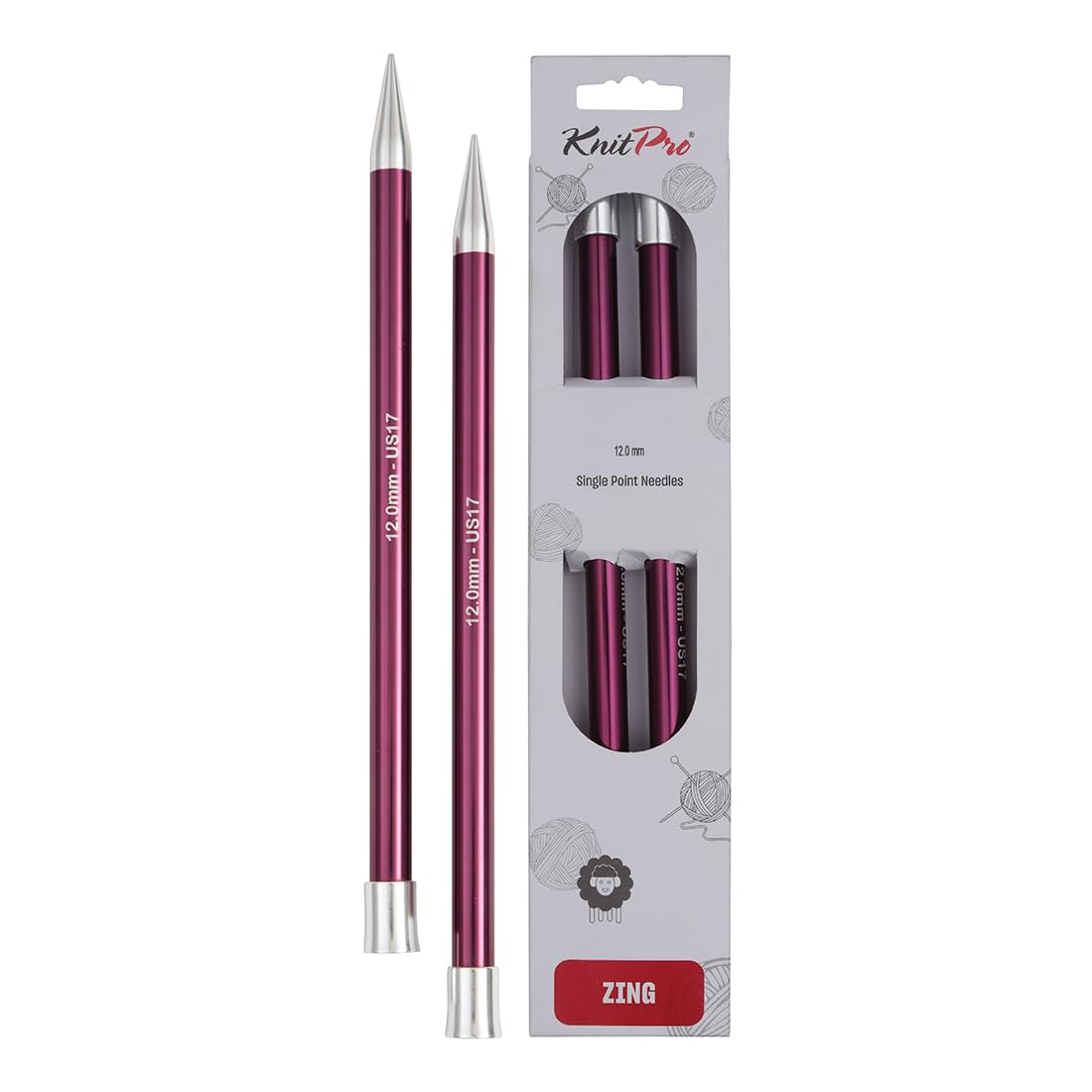 KnitPro Zing Single Pointed Needles 12" (30cm) | 12.00mm