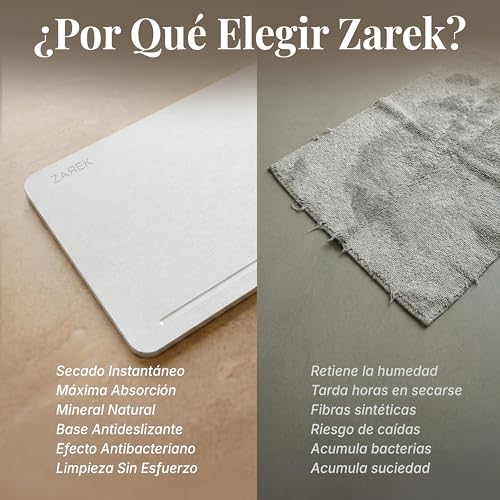 ZAREK | Diatomite Natural Stone Bath Mat 60×39 | Quick Drying, Ultra Absorbent and Non-Slip | Antibacterial Diatomite Stone Mat | Ideal Mat for Shower and Bath Exit