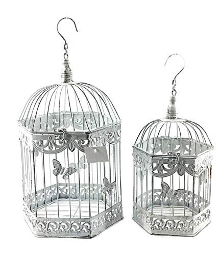 Antique Vintage Bird Cage Metal White