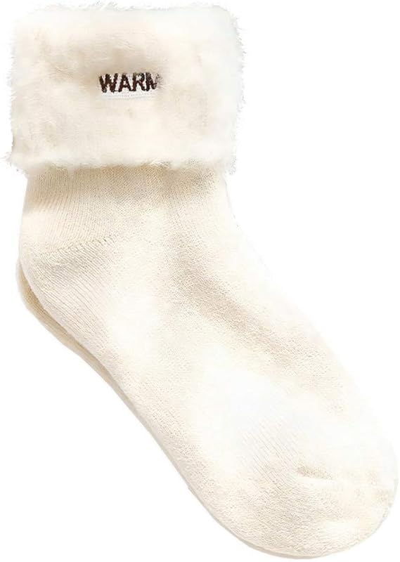 Amazon 極厚 女性靴下 レディースソックス 防寒 厚手 冷え性対策裏起毛 アイボリー ２足セット ソックス 通販