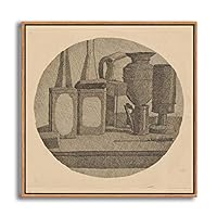 Framed Canvas Wall Art Metaphysical Still Life with Triangle by Giorgio Mordian Canvas Prints Home Artwork Decoration for Living Room,Bedroom - 16x16 inches