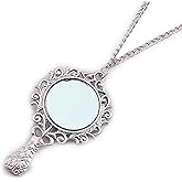 New Chram Hot Vintage Fashion Silver Mirror Women Long Necklace Pendant