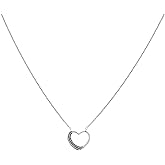 Jewels By Lux Sterling Silver Womens Antiqued Heart Charm Necklace