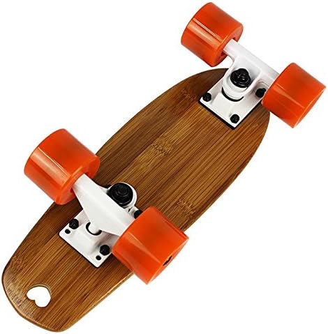 Nainaiwu Natural Skateboard Bamboo Complete Mini Cruiser 18’’ Skate Board PU Casters with Sandpaper for Kids Boys Youths Beginners-Easy to Carry