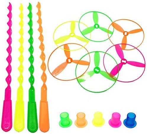 Kidsbay 50 Pcs/Set Bamboo Dragonfly Plastic Flying Saucers Pull String Spinning Wheel Outdoor Toy