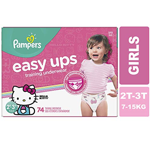 Pampers Easy Ups Pull On Disposable Training Diaper for Girls, Size 4 (2T-3T), Super Pack, 74 Count