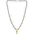 Jewar Mandi Mangalsutra for Women, CZ Multi-Stones Gold-Plated Pendant, Black Crystal Beaded Chain, Traditional Indian Jewelry Necklace for Weddings, Festivals, Gifts - Elegant Mangalsutra Necklace