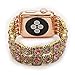 GEMEK Retro Bracelet Compatible with Apple Watch Band Rose Gold 42mm 44mm, Elastic Stretch Faux Crystal Agate Straps Replacement Compatible with iWatch Women Wristbands Series 5/4/3/2/1 Cuff (Pink)