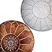 Set of 2 Amazing Moroccan pouf Tan & Wihte Leather Pouf Best offer, Ottomans,Footstool,100% handmade Ready to magic your living room! Leather