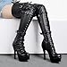 KiwiCedar Women’s Heel Thigh High Stretch Boots 5.7 inch Stiletto Gladiator Platform Over Knee High Thigh Boots (8.5, Black)