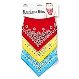 Mustachifier Bandana Bibs - Set of 3, Red/Yellow/Blue