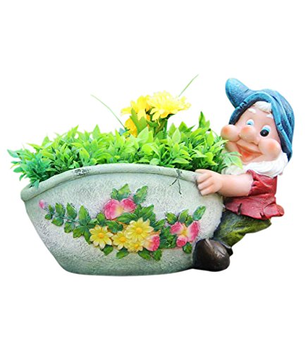 SINTECHNO SNF91201 Cute Gnome Dragging The Flower Pot Planter