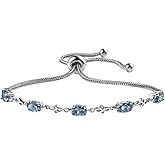 Birthstone Bracelets for Women - Charm Bolo Bracelet Adjustable Stylish - Engagement Anniversary Wedding Cute Sparkling Jewelry - Promise Gemstone Jewelry - Birthday Christmas Gifts for Womens