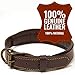 Logical Leather Padded Dog Collar - Best Full Grain Heavy Duty Genuine Leather Collar - Brown - Medium