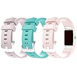 For Fitbit Charge 2 Bands, New Bracelet Strap Replacement Band Wristband with Secure Silicone Fasteners Metal Clasps for Fitbit Charge 2 (No Tracker) (3PCS,002, 5.5 - 8.1 Inches wrist)