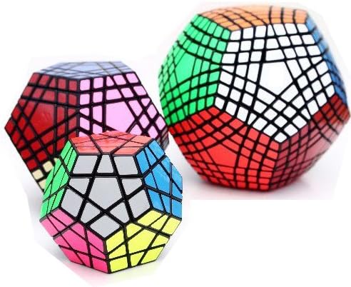 Mf8 Teraminx + Gigaminx +Megaminx Set, 3 Piece Black Cube Puzzle Bundle Pack, Sticker Was Finish