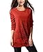 DJT Lady Scoop Neck Long Sleeve Stretchy Irregular Hem Casual Top Blouse #1 Red