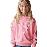 AFUKUIA Kid Girl Valentine’s Day Sweatshirt Cute Love Hearts Print Shirt Crewneck Long Sleeve Lightweight Pullover Tops