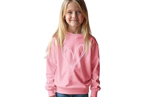 AFUKUIA Kid Girl Valentine’s Day Sweatshirt Cute Love Hearts Print Shirt Crewneck Long Sleeve Lightweight Pullover Tops