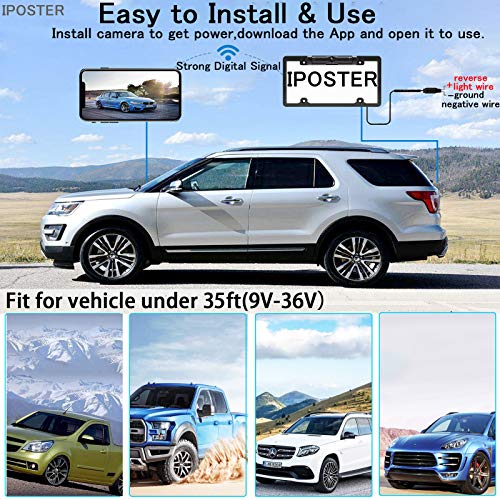 License Plate WiFi Backup Camera - IP69 Waterproof Night Vision License Plate Frame Camera for Cars, Trucks, Vans… - Image 2