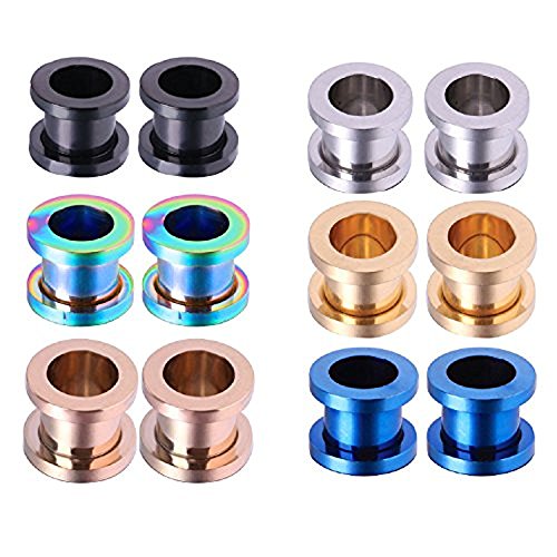 BodyJ4You 12PCS Plug Kit Surgical Steel Screw Fit Ear Gauges Tunnel Expander 0G (8mm) Body Piercing Set