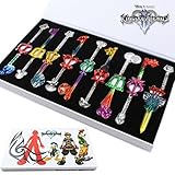 9pcs Cosplay Kingdom Hearts 2 Sora Key Sword Keychain Accessories Necklace Set
