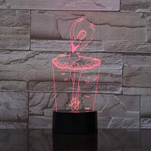 XINGXIAOYU Ballet Girl 3D Illusion Lamp Usb Hologram Led Night Lights 7 Colors Flashing Novelty Led Table Lamp Kids Gift Bedside Decoration