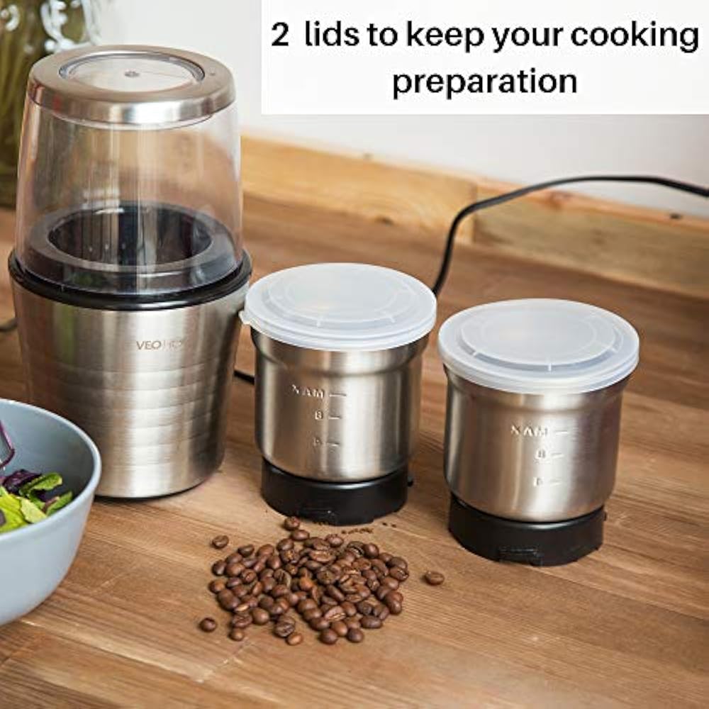 Multipurpose Electric Coffee Bean Grinder 2 Removable Cups Premium