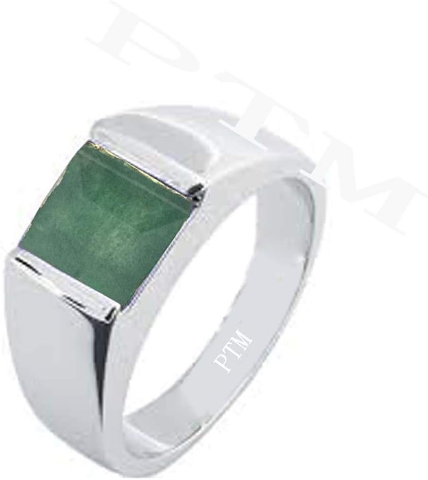 Certified Natural 5.25 Ratti or 4.80 Carat Emerald (Panna) Astrological Gemstone BIS Hallmark 925 Sterling Silver Ring for Men & Women
