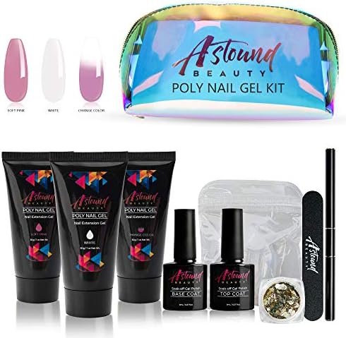 Astound Beauty Polygel Nail Kit - 30ml Polygel with Color Change and Dual Forms - Professional Nail Extension Gel Mini Kit