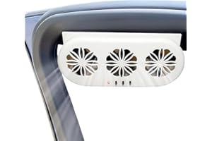 MYUOOT Solar Powered Exhaust Fan For Car, Car Solar Vent Fan,Solar Power Car Window Exhaust Fan, Solar Ventilation Fan for Most Models of Cars, White