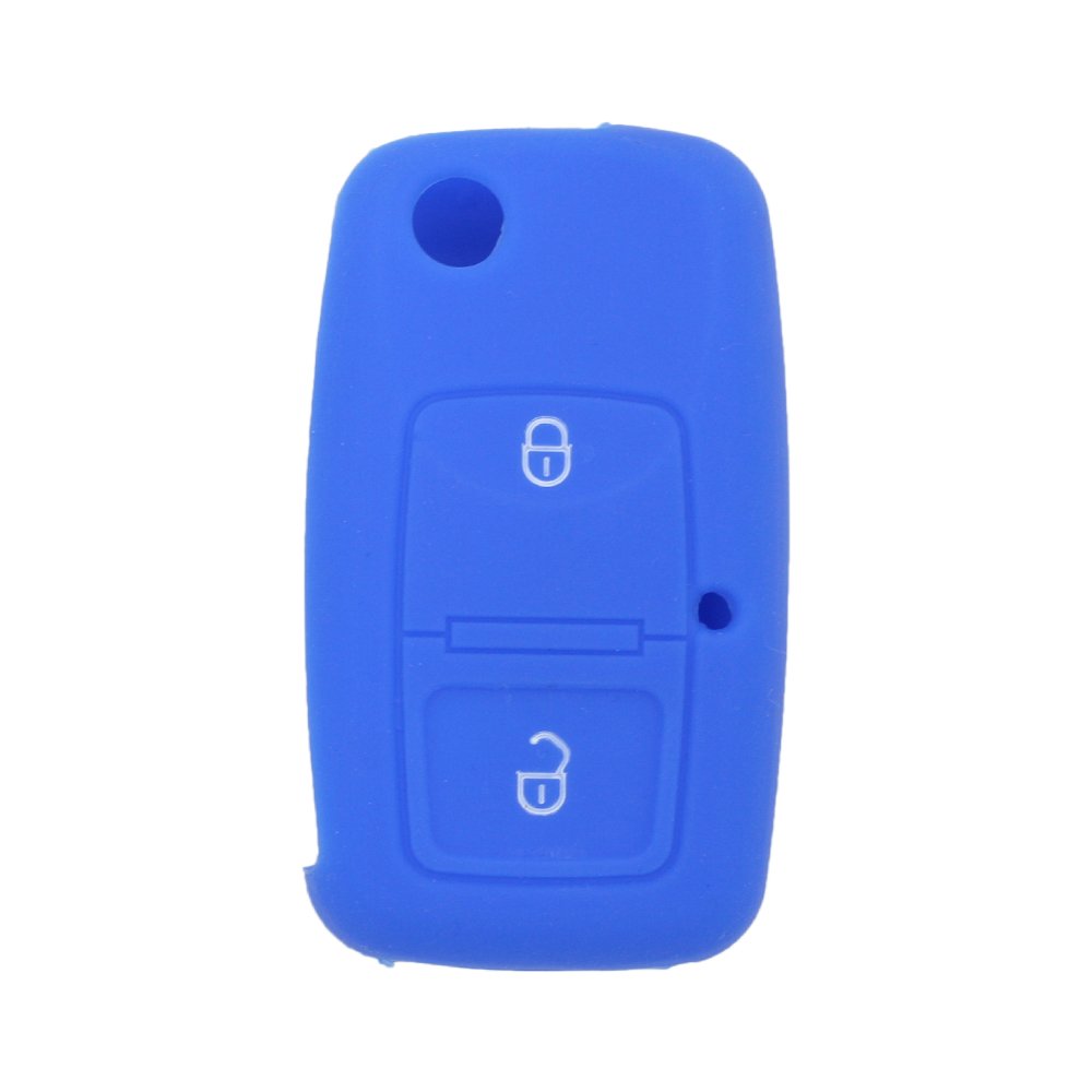 BROVACS Silicone Cover Protector Case Holder Skin Jacket Compatible with VOLKSWAGEN Passat Golf Bora Touran Polo 2 Button Flip Remote Key Fob CV9805 Deep Blue