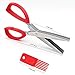 Xpatee 5 Blades Herb Scissors with Cleaning Brush (Red)