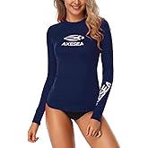 AXESEA Women Rash Guard Long Sleeve Active Top UPF 50+ Rashguard Swim Shirt Surf Swimwear