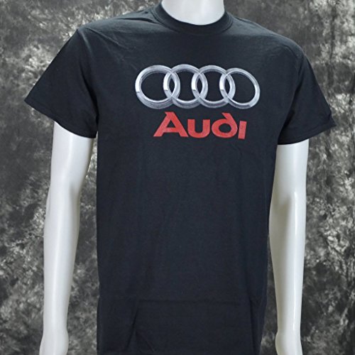 Audi Chrome Photographic Logo on a Black T Shirt XL