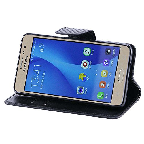 image for Express Wireless Tempered Glass+PU Leather Flip Wallet Carbon Fiber Te